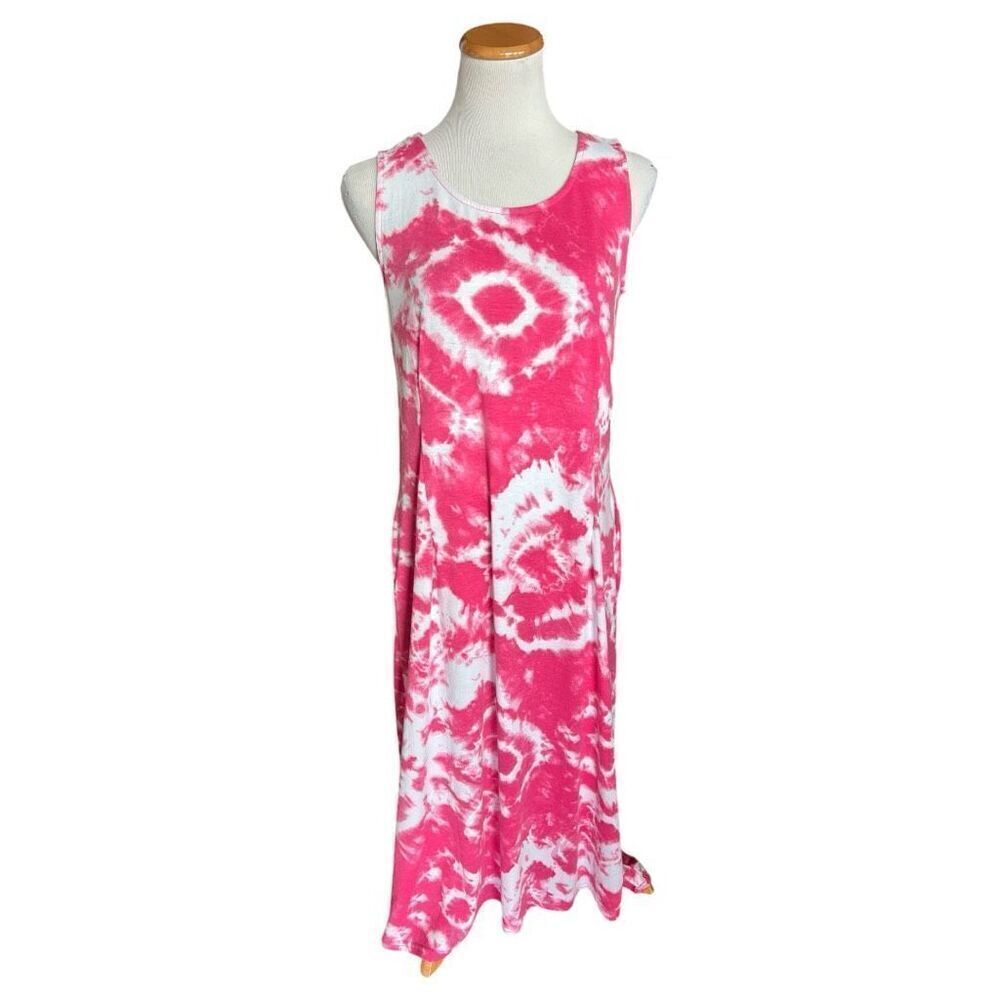 NWT Wonens Aruba Blue Tie Dye Dipped Soft Spun Sleeveless Midi Dress - Sz S